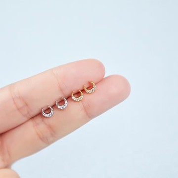 一念 925純銀微鑲月亮耳釘女2025年新款小巧冷淡風高級感耳飾代發