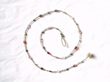 'Multi_color spinel' silver braid necklace
