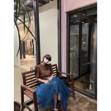 肆四原創不規則網紗半身裙女中長款2024春夏新款高腰百搭仙女a字