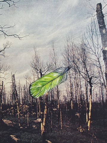 木刻手繪墜飾 - 羽毛