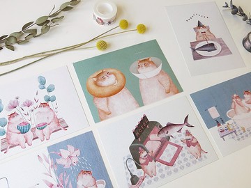 【都是喵胖六張組】 明信片 |柔軟又毛茸茸的小日子系列