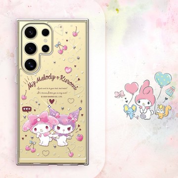 三麗鷗 Samsung Galaxy S系列防震雙料水晶彩鑽手機殼-歡樂美樂蒂