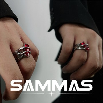 SAMMAS🔥復古紅寶石戒指 個性戒指 荊棘 朋克暗黑風 開口可調 男女可戴 復古戒指 男生戒指 女戒指 戒指 精工細作