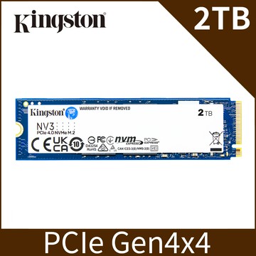 金士頓 Kingston NV3 2TB M.2 2280 NVMe SSD 固態硬碟 (SNV3S/2000G)