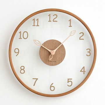 實木透明玻璃掛鐘 創意造型壁鐘 優雅簡約時鐘 靜音鐘表 輕奢北歐墻上裝飾 現代藝術高質感 品質時鐘