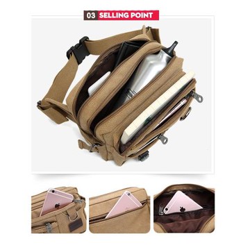 Owl King耐磨帆布腰包男士胸包單肩包男斜挎包手機包多功能收錢包