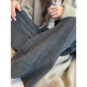醋酸羊毛闊腿褲女2025秋季新款拖地休閑褲高腰寬松顯瘦百搭直筒褲