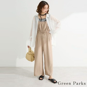 【Green Parks】腰際綁帶吊帶工裝褲