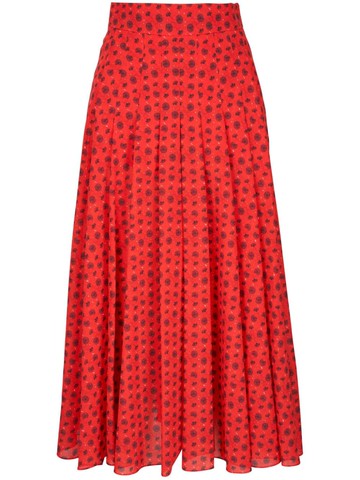 Akris - floral-print A-line skirt - women - Cotton - 6 - Red