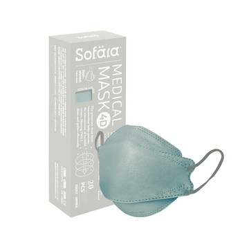Sofara舒芙氧成人4D空氣口罩20入-藍綾綠湖