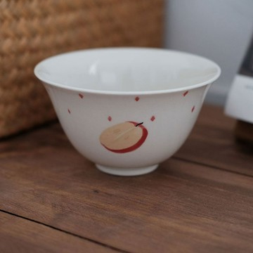 蘋果草木灰陶瓷碗 / 日式高顏值飯碗 / 家用甜品湯碗