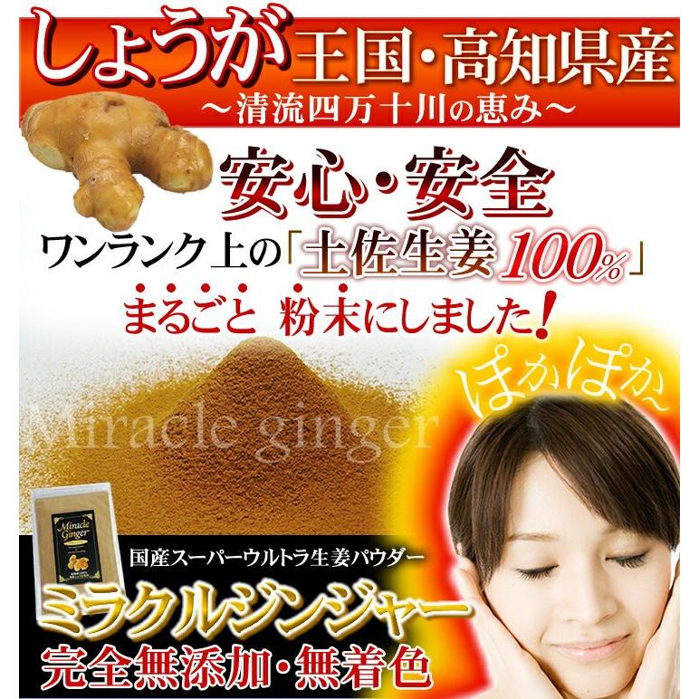 生姜 ミラクルジンジャー パウダー 粉末 70g 高知産 土佐生姜100％ 無 添加 乾燥生姜パウダー グルメ メール便