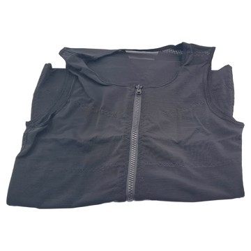 Charmen 深U圓領收腹緊身拉鍊背心 背部交叉設計  M  黑