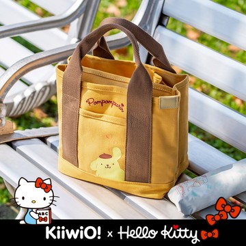 Hello Kitty x Kiiwi O! 聯名款．多隔層厚磅帆布托特包 布丁狗黃咖