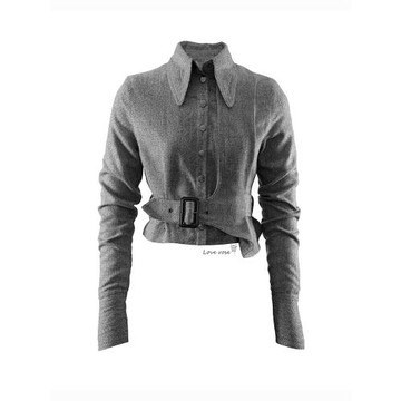 (免運)LOVE ROSE原創設計師 女士毛呢短款收腰上衣 長袖單排扣夾克外套