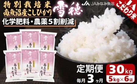 特別栽培米南魚沼産こしひかり「雪穂」（30kg×全3回）