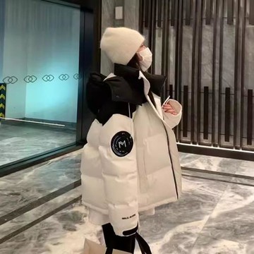 妤朵麗茉撞色短款連帽羽絨服女2025冬季新款90白鴨絨加厚保暖外套