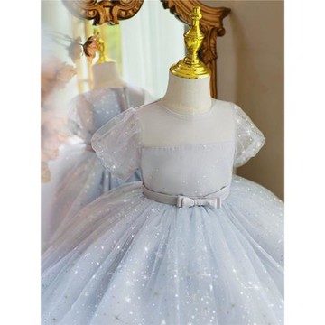 花童禮服女童鋼琴演奏小主持人高級公主裙婚禮女孩蓬蓬連衣裙洋氣