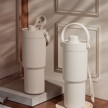 APEX｜ 手提便攜雙飲陶瓷內膽735ML  (隨行手提杯 保溫保冰 雙飲口吸管保冷溫杯 )