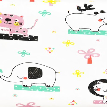 AFAMIC 3D立體護頸天然乳膠透氣孔幼童防蹣記憶枕 卡通純棉枕套  動物園 白色  44 x 27 x 6cm