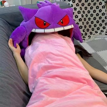 特惠🚀🚀✨搞怪卡通耿鬼小精靈 睡覺抱枕 睡毯頭套 毛絨睡墊 動漫周邊 送小孩禮物