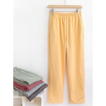 德絨磨毛睡褲女士長褲寬松居家居褲春秋冬可外穿休閑簡約小格子