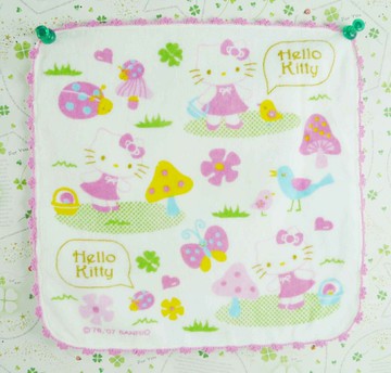 【震撼精品百貨】Hello Kitty 凱蒂貓 方巾/毛巾-香菇昆蟲造型 震撼日式精品百貨
