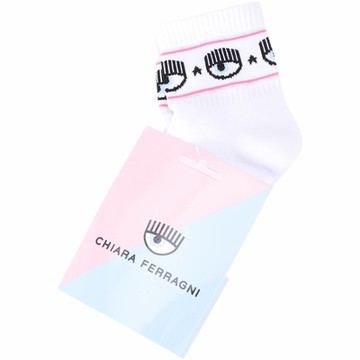 Chiara Ferragni MAXILOGO MANIA 眨眼圖騰白色短襪