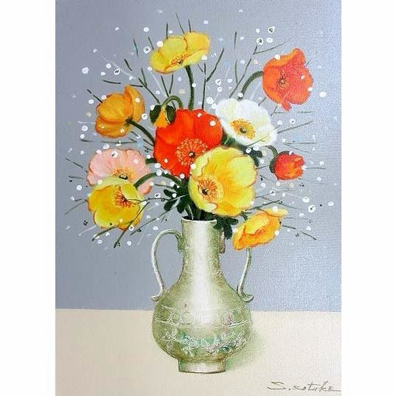 ベンハー　油彩画   洋画   千賀 節子　花　カトレア 油彩画 洋画 (油絵額縁付きで納品対応可) SM 「赤薔薇」 千賀