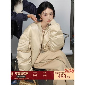 區區歐陽羽絨服棒球外套女冬季新款休閑寬松美式復古加厚保暖夾克