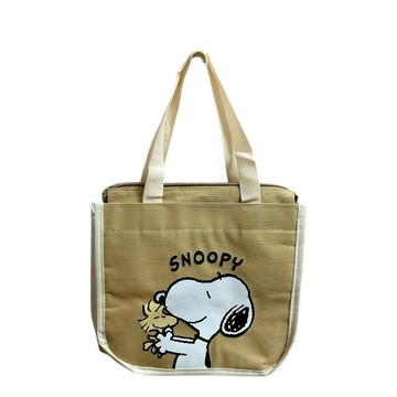 SNOOPY 【 史努比擁抱史塔克】拉鍊式保溫手提袋（便當﹧飲料兩用）