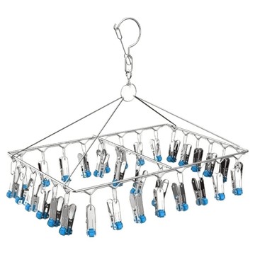 雙手萬能 方型不鏽鋼秒收曬衣夾 24夾 尺寸35x41.5x27.5公分  1個