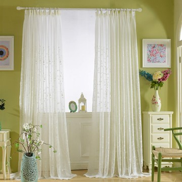 歐式白色棉繡花紗窗簾窗紗 臥室客廳陽臺飄窗白色紗簾成品 紗布料