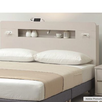 文創集 杜蘭5尺雙人夜燈插座床頭片(不含床底＋不含床墊)-152x14x102cm免組