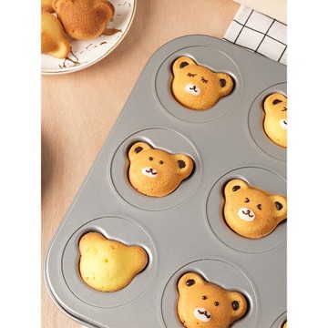 日式卡通小熊瑪德琳烤盤6/12連網紅飲品配件裝飾立體熊蛋糕模具