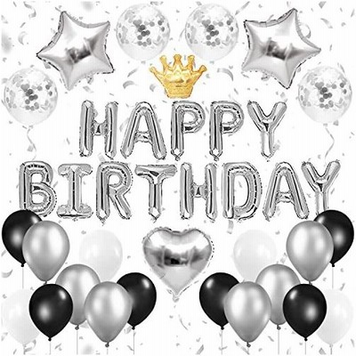 Gresatek 誕生日 バルーン 飾り付け 風船セット 歳 ハッピー バースデー Happy Birthdayガーランド ハート風船 紙吹雪風船 ドットシール 装飾 パーティー お祝い サプライズ シルバー ブルー Hinshitsu Manten 日用品雑貨 文房具 手芸 Padelnostro It