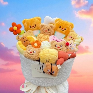 🧡快速出貨【COZY PLUS+】可愛黃油小熊卡通花束(附提袋)AUG20#CP2005 情人節禮物 女朋友禮物 閨蜜禮物 生日禮物