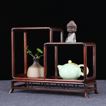 紅木博古架紅酸枝多寶架實木茶具茶葉架擺件架展示架茶架子置物架