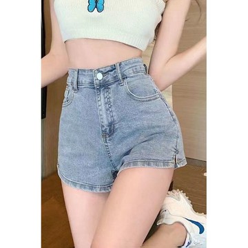 牛仔短褲女新款薄夏季闊腿高腰彈力a字辣妹超短黑色熱褲潮 牛仔短褲 牛仔褲 短褲 熱褲 休閒短褲 牛仔褲短褲