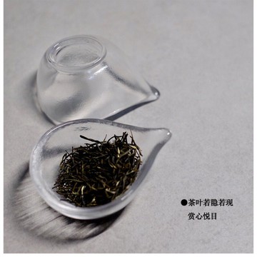 玻璃茶賞茶荷 分茶盤賞茶盤透明磨砂茶則茶勺功夫茶道茶具零配件