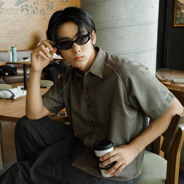 SIMON MADE TS-2631 莊園度假 反光 出芽 BOXY 短袖 襯衫