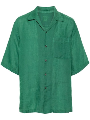120% Lino - camp-collar linen shirt - men - Linen/Flax - S - Green