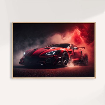 紅焰狂潮 Crimson Velocity / 超跑攝影藝術掛畫 畫芯 海報