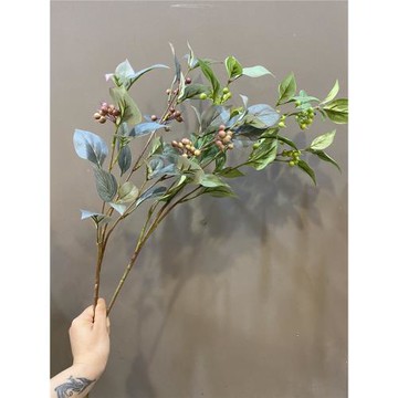 單支帶葉發財果仿真花裝飾花漿果婚慶紅果子幸運果圣誕果 百搭