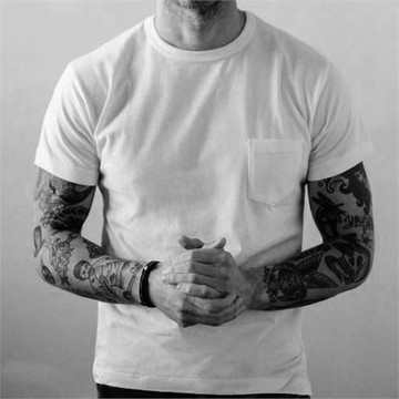 265g重磅阿美咔嘰口袋圓領t恤男純棉短袖純色美式半袖體恤連肩T恤