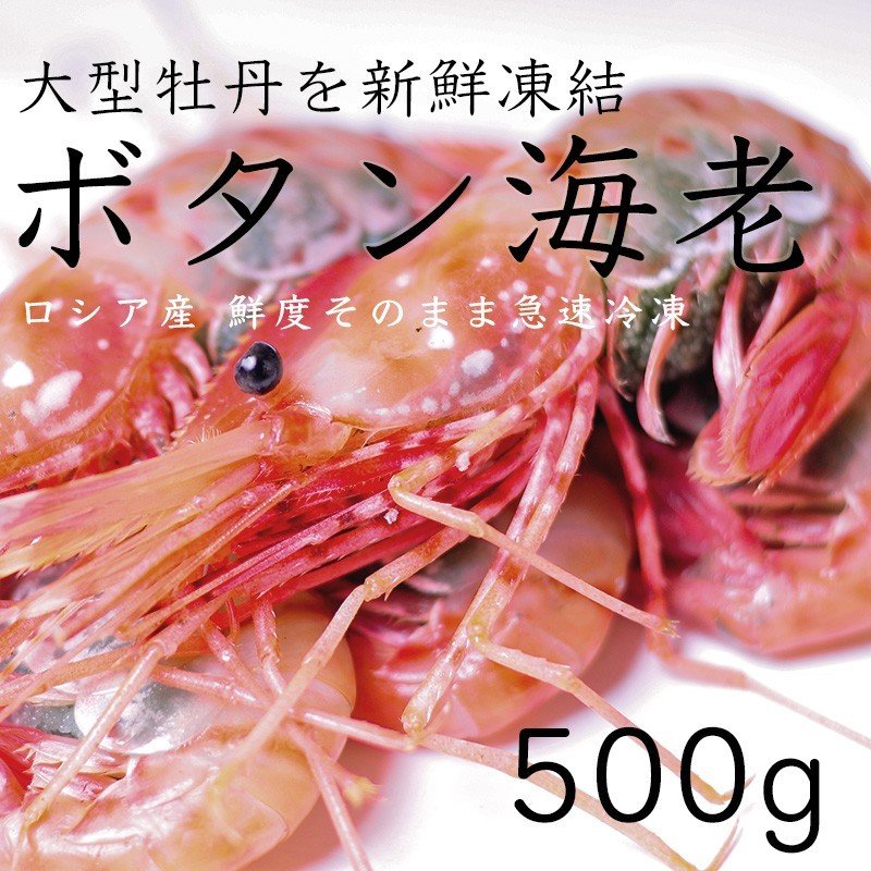 天然ボタンエビ 500g(8-10尾) 大サイズ 北海道の寿司屋御用達 急速冷凍で獲れたての旨さ 有頭だからミソまで味わえる