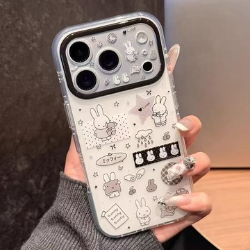 米菲兔插畫適用蘋果17PROMAX手機殼iPhone16plus小衆14雙層13/12硬殼15透明11保護殼
