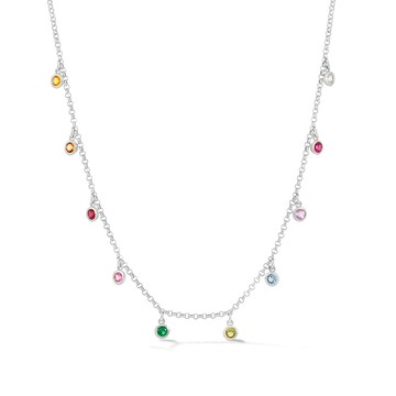 Mixed Gemstone Array Chain Necklace