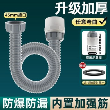 購滿99出貨✨熱賣✨廚房新款單水槽洗菜盆橫排下水管洗菜池下水道50管通用防返水防臭