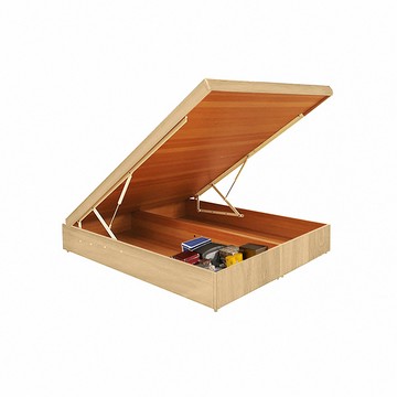 ASSARI-收納後掀床架-單人3尺白橡